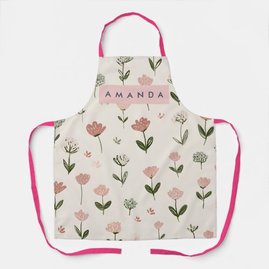Gepersonaliseerde Whimsical Blush Tuin Stijl Schort (Voorkant)