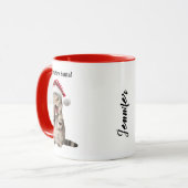 Gepersonaliseerde Whimsical Cat Christmas Mok (Voorkant links)