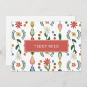 Gepersonaliseerde Whimsical Flowers Greenery Note  Notitiekaartje (Voorkant / Achterkant)