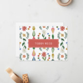 Gepersonaliseerde Whimsical Flowers Greenery Note  Notitiekaartje (Voorkant / Achterkant in situ)