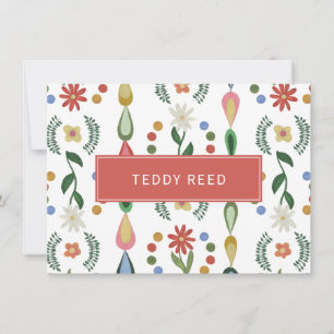 Gepersonaliseerde Whimsical Flowers Greenery Note  Notitiekaartje