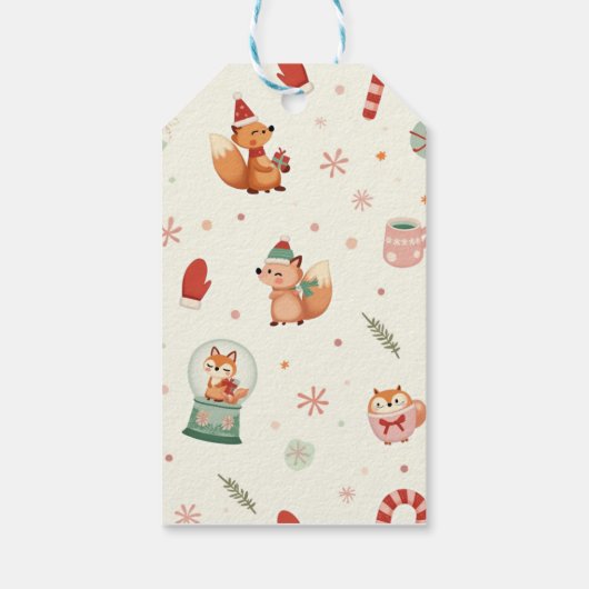 Gepersonaliseerde Whimsical Fox Christmas Gift Lab Cadeaulabel (Achterkant)