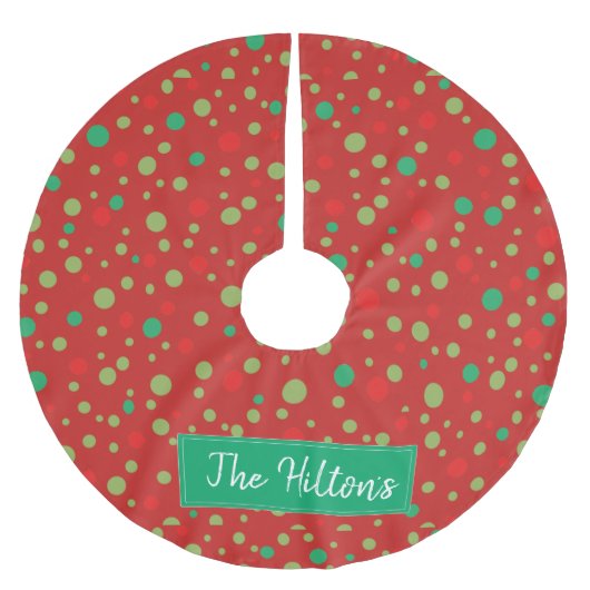 Gepersonaliseerde whimsical Polka Dot Kerstmis Kerstboom Rok (Voorkant)