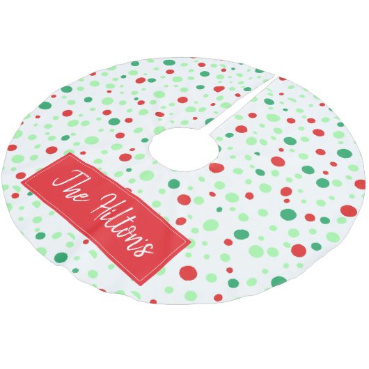 Gepersonaliseerde whimsical Polka Dot Kerstmis Kerstboom Rok (Gekanteld)
