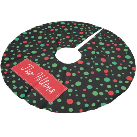 Gepersonaliseerde whimsical Polka Dot Kerstmis Kerstboom Rok (Gekanteld)