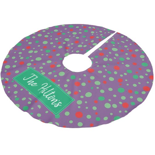 Gepersonaliseerde whimsical Polka Dot Kerstmis Kerstboom Rok (Gekanteld)