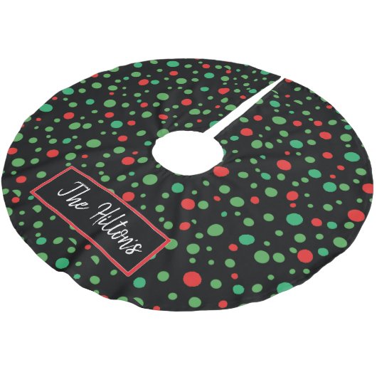 Gepersonaliseerde whimsical Polka Dot Kerstmis Kerstboom Rok (Gekanteld)