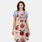 Gepersonaliseerde Whimsical Rode Appeloogst Schort (Gedragen)