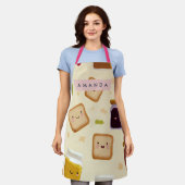 Gepersonaliseerde Whimsical Toast & Jam Patroon Sc Schort (Gedragen)