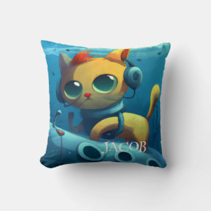 GEPERSONALISEERDE WHIMSICALE KAT ONDEWATER DECORAT KUSSEN