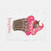 Gepersonaliseerde Whimsy Pink Cupcake Blanket Fleece Deken (Voorkant (Horizontaal))