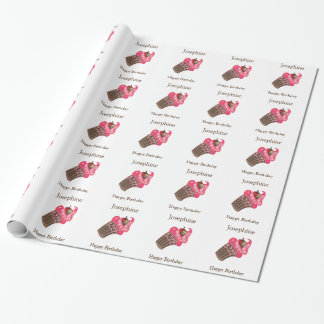 Gepersonaliseerde Whimsy Pink Cupcake Cadeaupapier