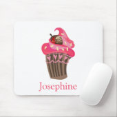 Gepersonaliseerde Whimsy Pink Cupcake Muismat (Met muis)