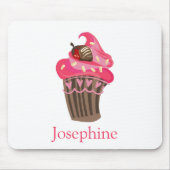 Gepersonaliseerde Whimsy Pink Cupcake Muismat (Voorkant)