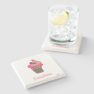 Gepersonaliseerde Whimsy Pink Cupcake onderzetter