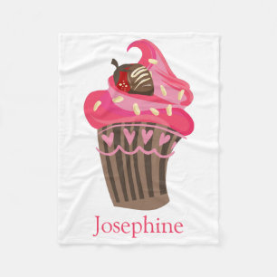 Gepersonaliseerde whimsy Roze Cupcake Blanket Fleece Deken