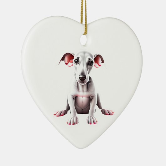 Gepersonaliseerde Whippet Puppy Keramisch Ornament (Rechts)