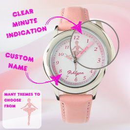Gepersonaliseerde Whipsy Pink Ballerina Leertijd Horloge