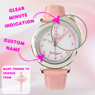 Gepersonaliseerde Whipsy Pink Ballerina Leertijd Horloge