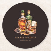 Gepersonaliseerde Whisky Mannen Ronde Kartonnen Onderzetter (Voorkant)