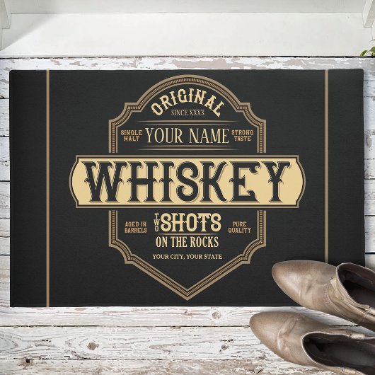 Gepersonaliseerde whisky op de Rocks Liquor Label Deurmat
