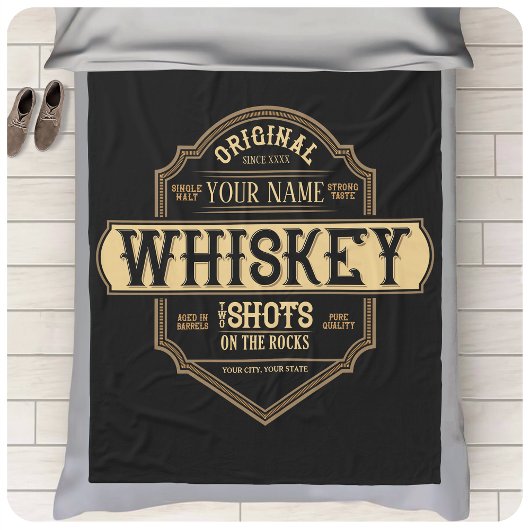 Gepersonaliseerde whisky op de Rocks Liquor Label  Fleece Deken