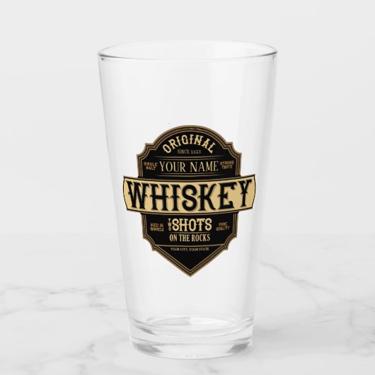 Gepersonaliseerde whisky op de Rocks Liquor Label  Glas (Voorkant)