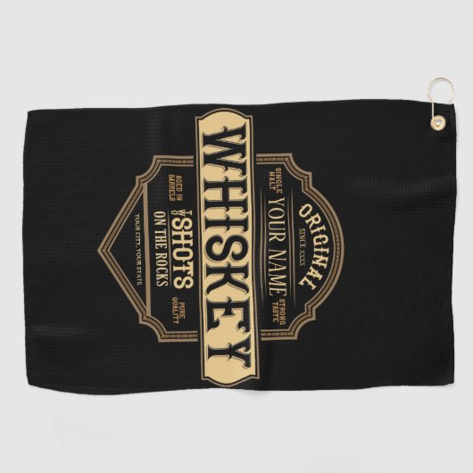 Gepersonaliseerde whisky op de Rocks Liquor Label  Golfhanddoek (Horizontaal)