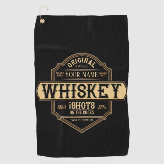 Gepersonaliseerde whisky op de Rocks Liquor Label  Golfhanddoek (Voorkant)