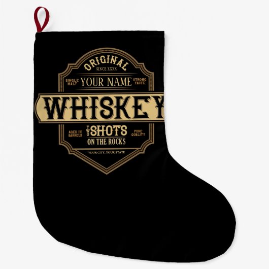 Gepersonaliseerde whisky op de Rocks Liquor Label  Grote Kerstsok (Voorkant)
