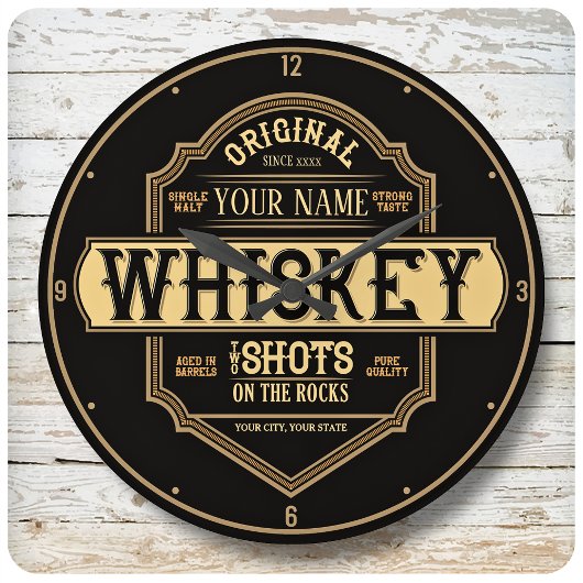 Gepersonaliseerde whisky op de Rocks Liquor Label Grote Klok