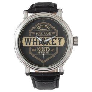 Gepersonaliseerde whisky op de Rocks Liquor Label Horloge
