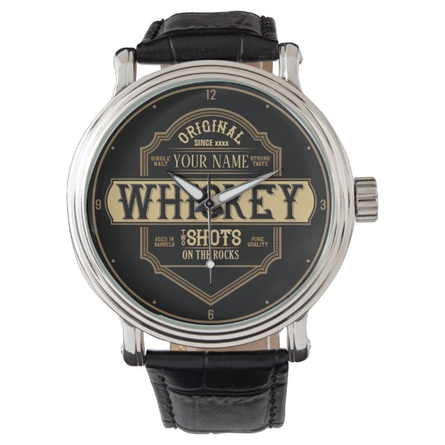 Gepersonaliseerde whisky op de Rocks Liquor Label  Horloge (Voorkant)