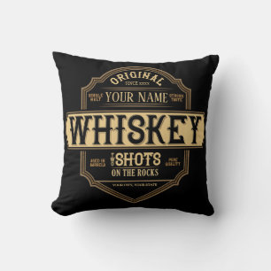 Gepersonaliseerde whisky op de Rocks Liquor Label  Kussen