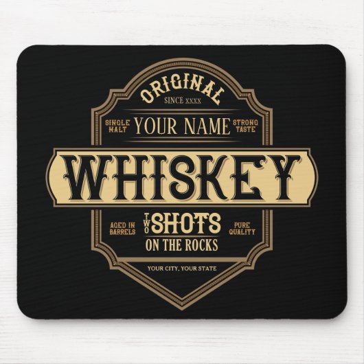 Gepersonaliseerde whisky op de Rocks Liquor Label  Muismat (Voorkant)
