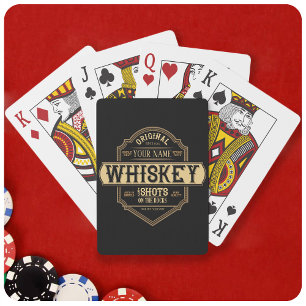 Gepersonaliseerde whisky op de Rocks Liquor Label  Pokerkaarten