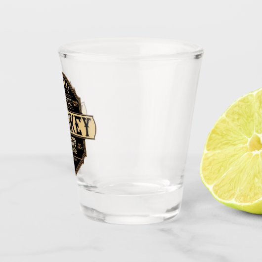 Gepersonaliseerde whisky op de Rocks Liquor Label  Shot Glas (Rechts)