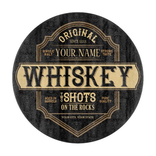 Gepersonaliseerde whisky op de Rocks Liquor Label  Snijplank (Voorkant)