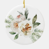 Gepersonaliseerde White Bloemenmeisje Christmas Keramisch Ornament (Achterkant)