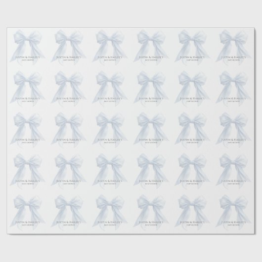 Gepersonaliseerde White Bow Girl Coquette Baby sho Cadeaupapier (Vlak)