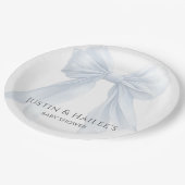 Gepersonaliseerde White Bow Girl Coquette Baby sho Papieren Bordje (Gekanteld)