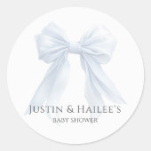 Gepersonaliseerde White Bow Girl Coquette Baby sho Ronde Sticker (Voorkant)