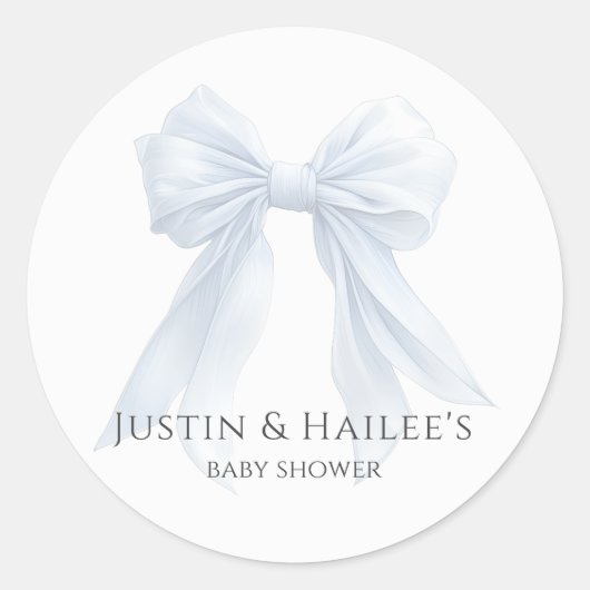 Gepersonaliseerde White Bow Girl Coquette Baby sho Ronde Sticker (Voorkant)