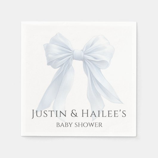 Gepersonaliseerde White Bow Girl Coquette Baby sho Servet (Voorkant)