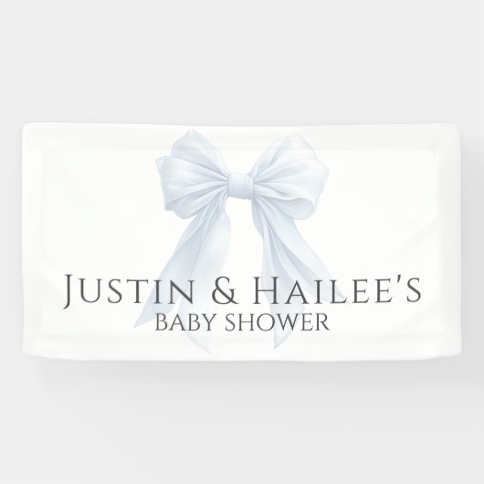Gepersonaliseerde White Bow Girl Coquette Baby sho Spandoek (Horizontaal)