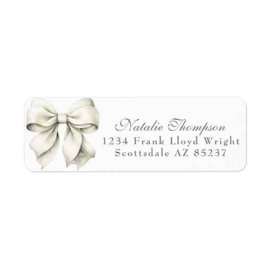 Gepersonaliseerde White Bow Retour Mailing Adres Etiket (Voorkant)
