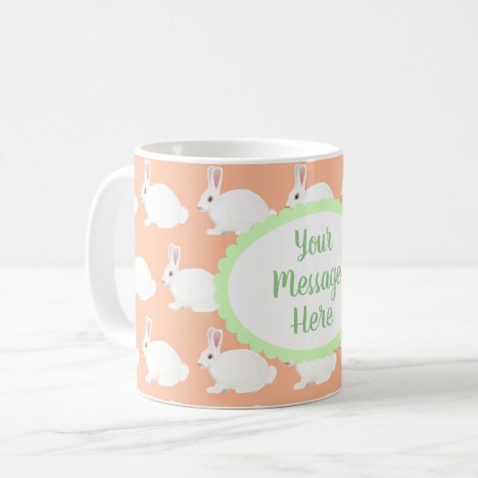 Gepersonaliseerde White Bunny Latte Mok (Voorkant links)