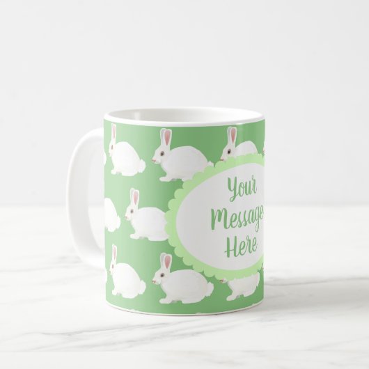 Gepersonaliseerde White Bunny Mok (Voorkant links)