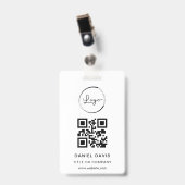 Gepersonaliseerde White Business Logo QR-code Badge (Voorkant met clip)