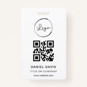 Gepersonaliseerde White Business Logo QR-code Badge (Voorkant)